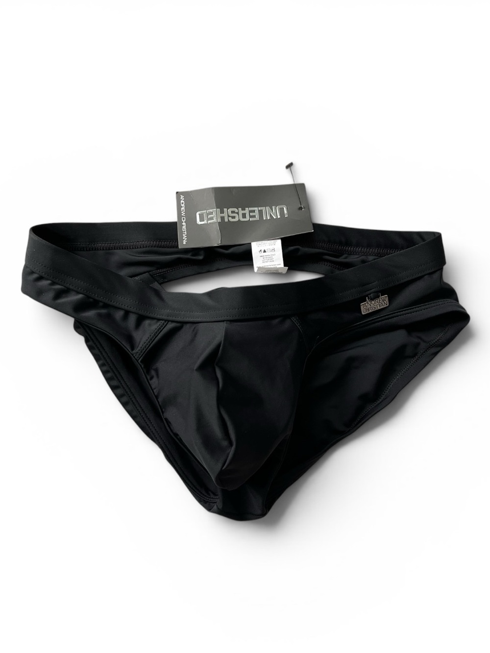 Andrew Christian Unleashed Eclipse Bikini Swim Brief Black Size L NWT